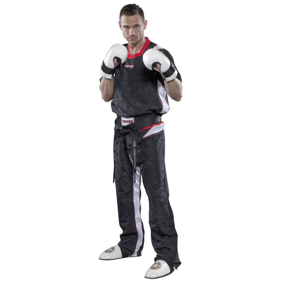 Top Ten PQ Mesh Kickboxing Uniform Black White-ACE_000253
