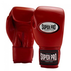 Super Pro Thai Pro Leather Boxing Gloves Red