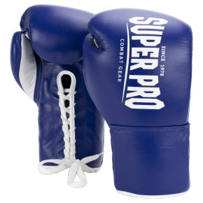 Super Pro Winner Competition Gloves Blue Lace Up