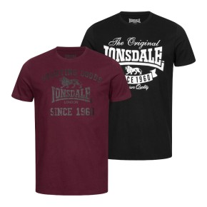 Lonsdale Torbay T-Shirt Set Black Dark Red