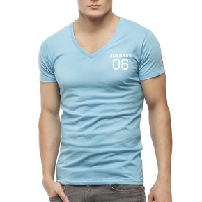 Sale BOXHAUS Brand Argo V-Neck T-Shirt aqua
